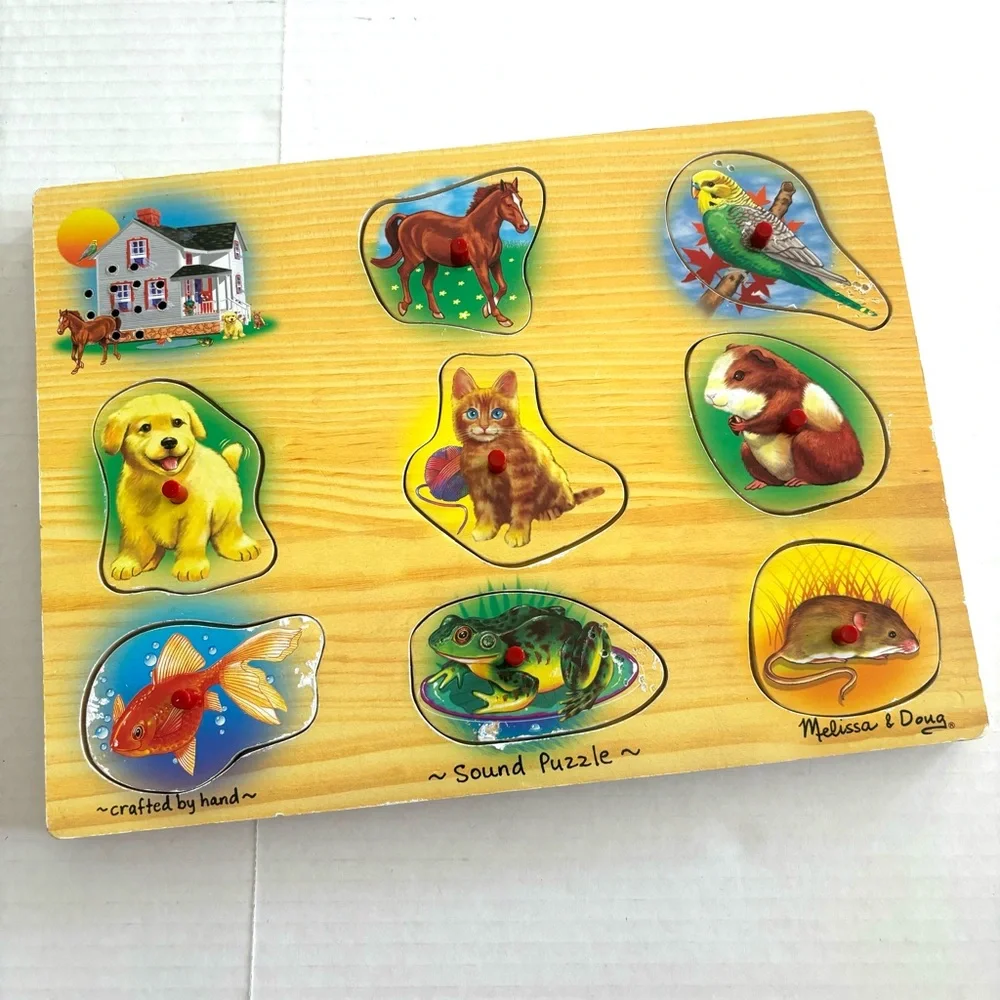 Melissa & Doug Wooden‎ Puzzles Bundle of 3 Hide & Seek Farm Sounds Hinged Doors
